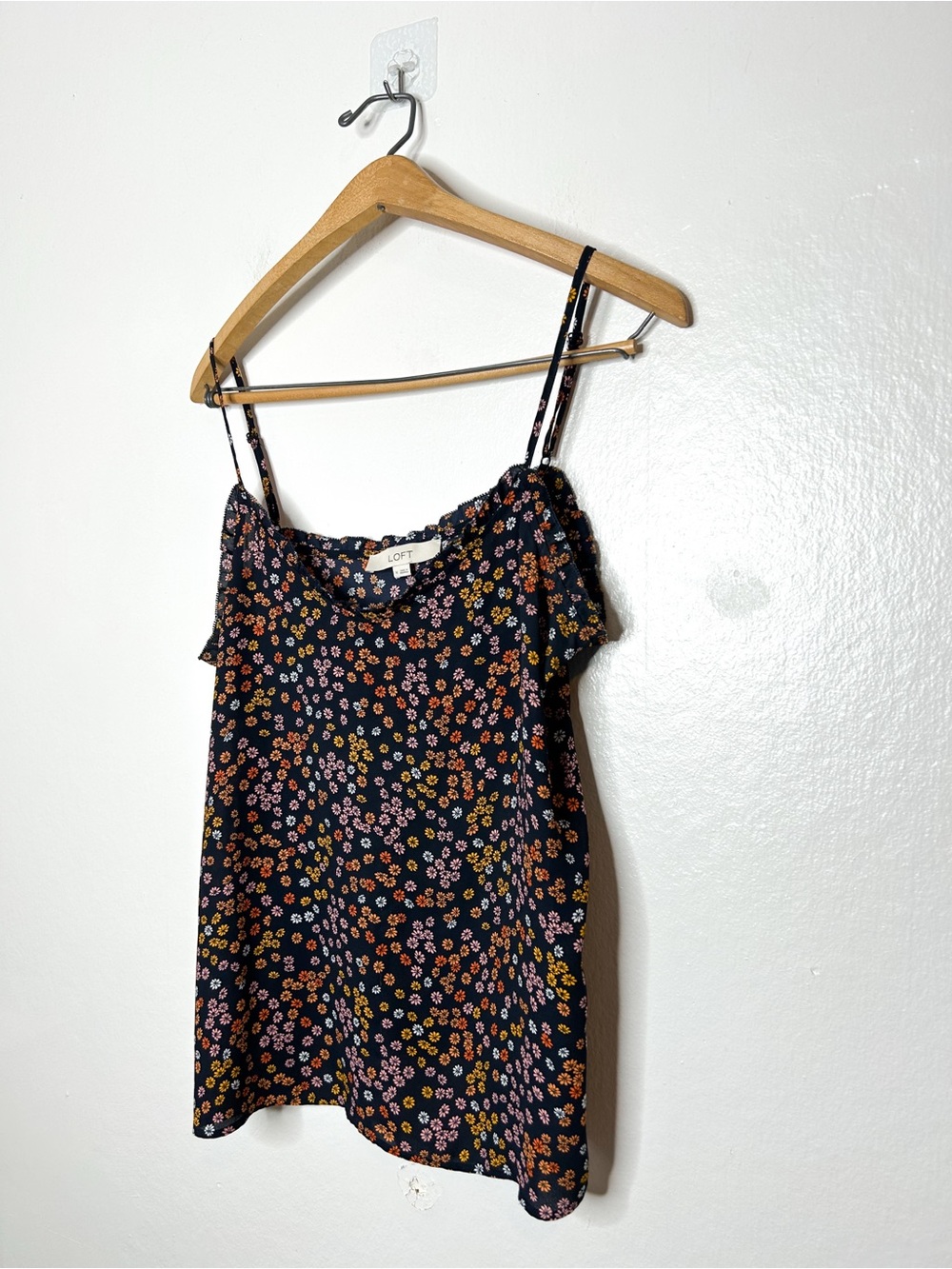 LOFT Navy Floral Spaghetti Strap Tank Top - Picture 3 of 6